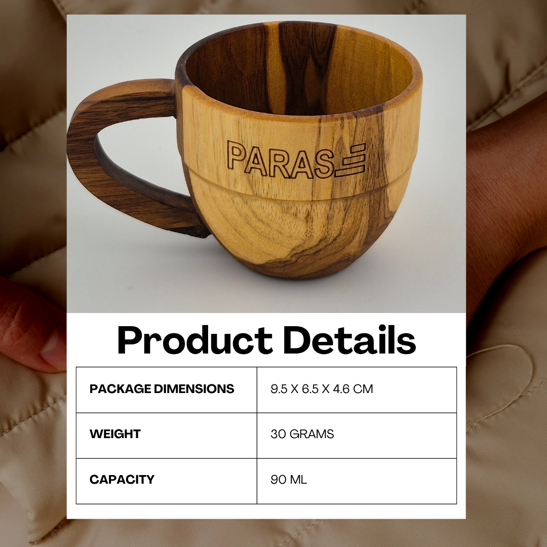 PARAS Handcrafted Wooden Mug β Engraved Natural Finish