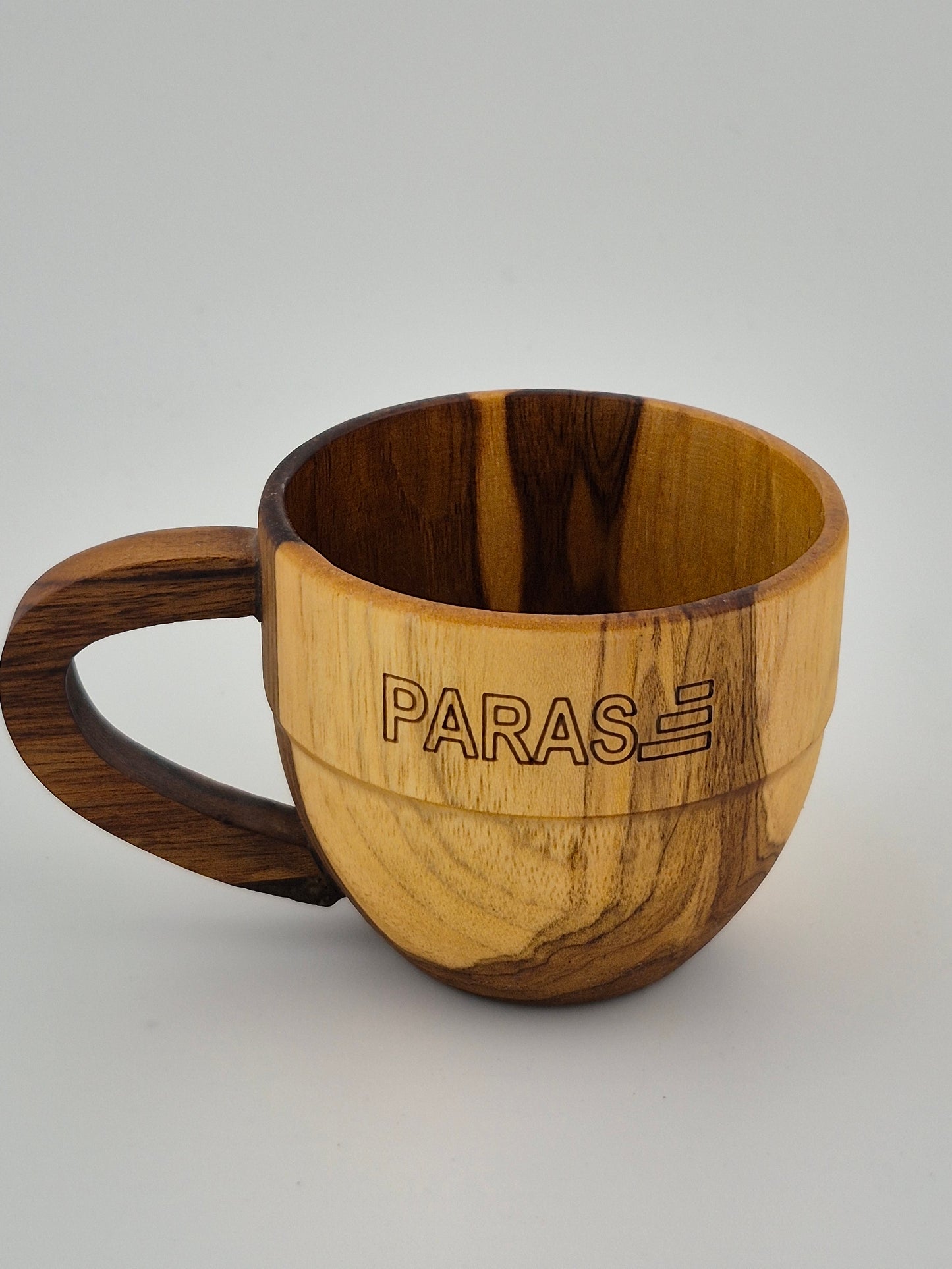 PARAS Handcrafted Wooden Mug β Engraved Natural Finish