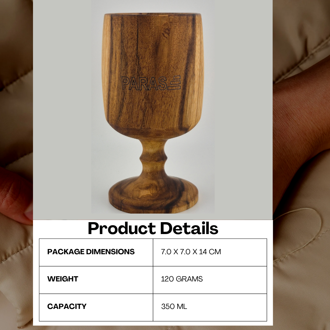 PARAS Classic Wooden Goblet Cup – Turned Stem Chalice