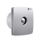 A square silver wall-mounted exhaust fan by Orient, featuring a circular central opening and a visible mounting flange on the left, set against a plain white background.