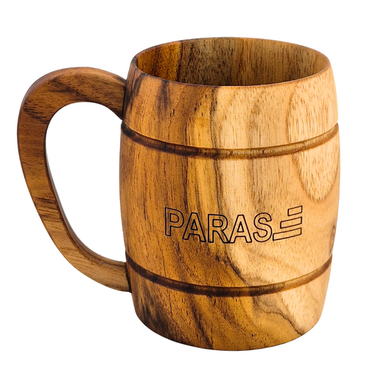PARAS Barrel-Shaped Wooden Mug – Rustic Handcrafted Drinkware