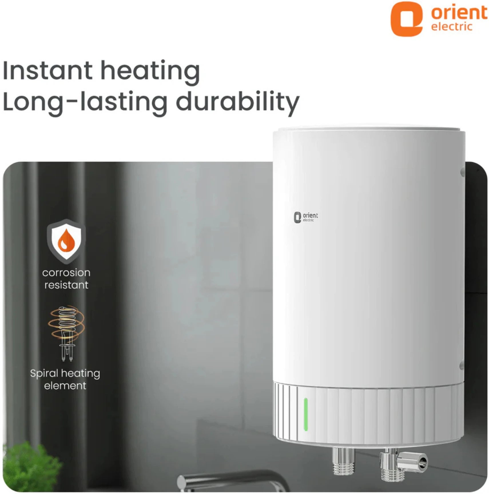 Orient Electric Primus 3L Instant Water Heater (Geyser) White | Kitchen Water Heater