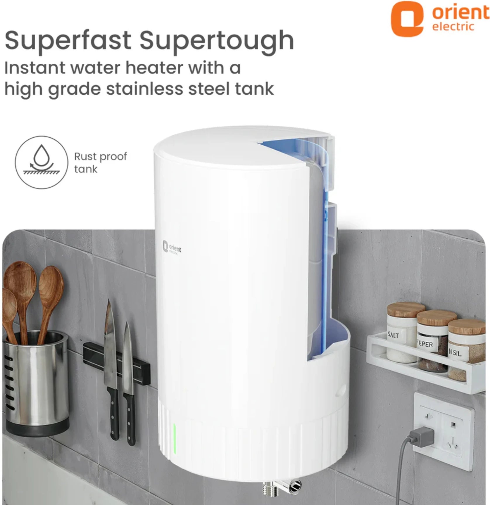 Orient Electric Primus 3L Instant Water Heater (Geyser) White | Kitchen Water Heater