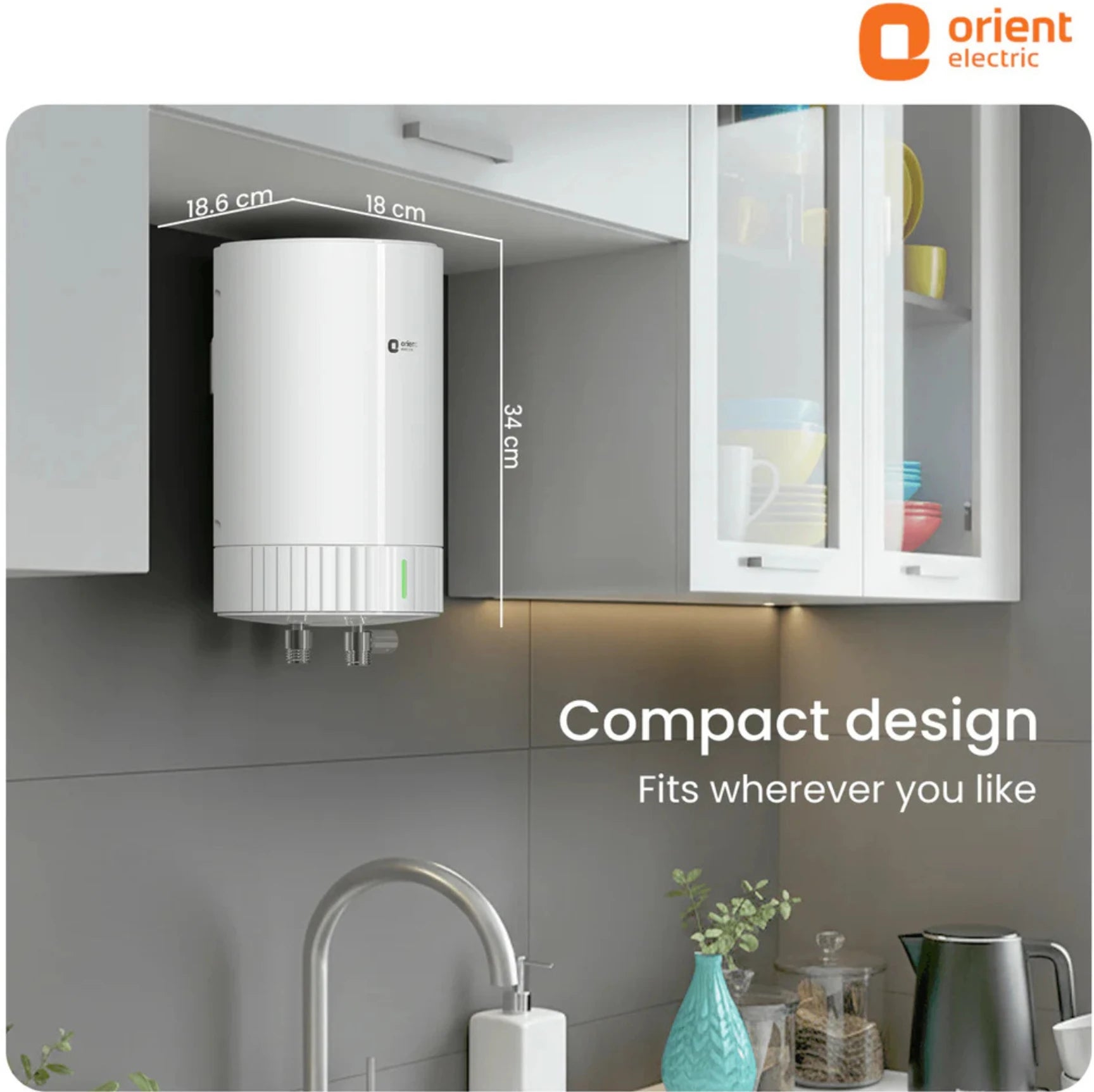 Orient Electric Primus 3L Instant Water Heater (Geyser) White | Kitchen Water Heater