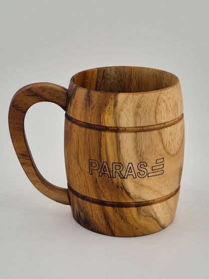 PARAS Barrel-Shaped Wooden Mug – Rustic Handcrafted Drinkware