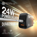 G+ Dual Tone (USB-A+C) PD Adapter - 24W with USB C-C Cable 60W