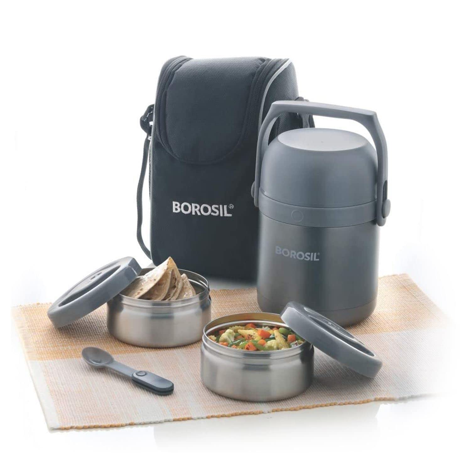 Borosil Hot N Fresh Stainless Steel Insulated Lunchbox | Keep Food Warm Upto 6 Hours |