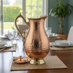 Handcrafted 2L Pure Copper Water Pitcher with Brass Handle