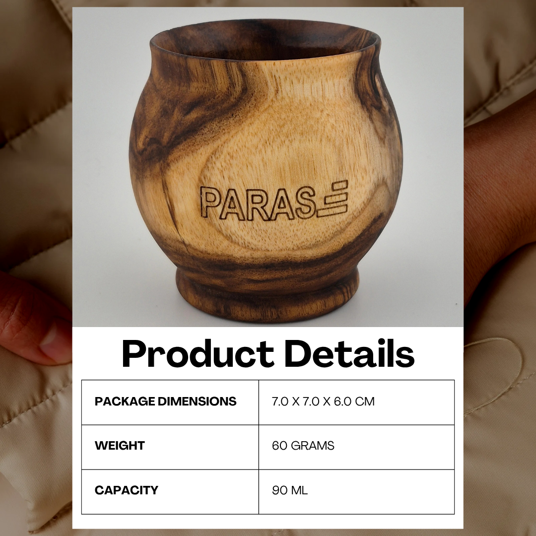 PARAS Handcrafted Wooden Kulhad Cup – Rounded Bowl-Style Drinkware