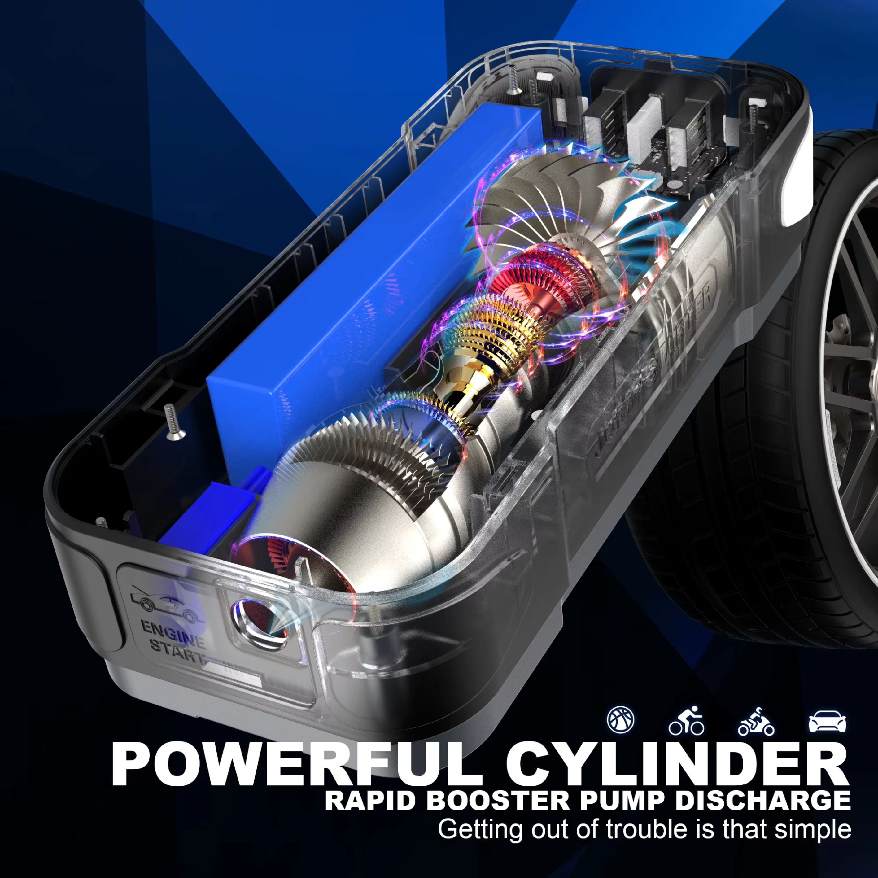 PARAS 2 in 1 Jump starter and Tyre Inflator | 16000 mAH