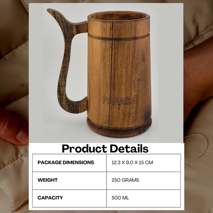 PARAS Handcrafted Wooden Beer Mug – Rustic Tankard