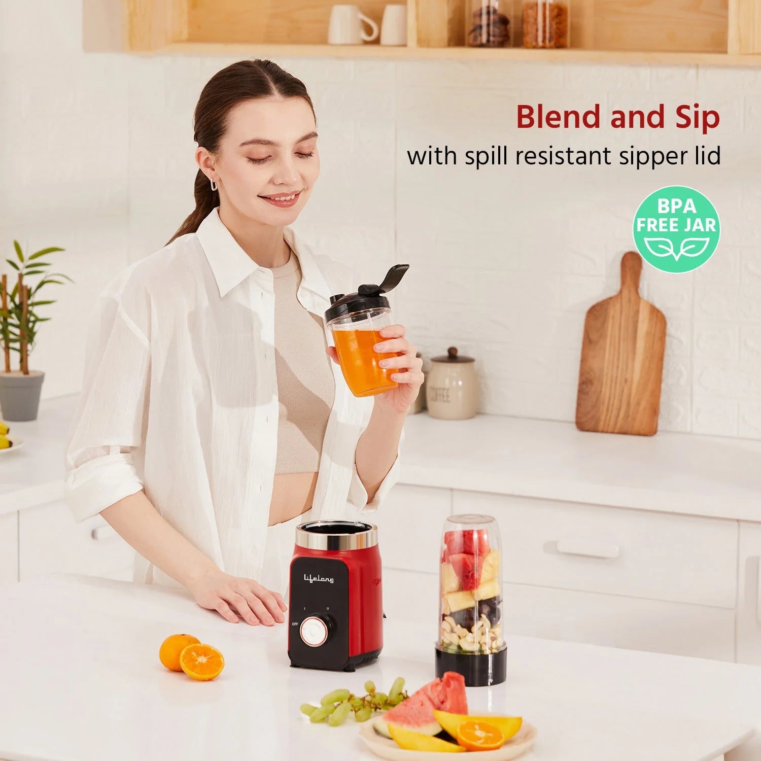 Lifelong Nutri Blender for Smoothies and Juices 500 Watts with 2 Jars