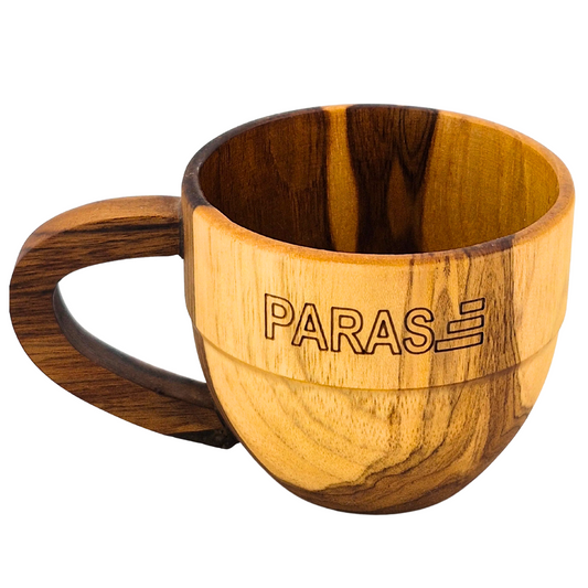 PARAS Handcrafted Wooden Mug – Engraved Natural Finish