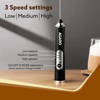 Royal Milk Frother, 3-Speed Electric Frother for Coffee with Whisk and Frother, Frother Mixer, Stand-up Design, for Cream (Whisk Milk frother), Rechargeable, Stainless Steel