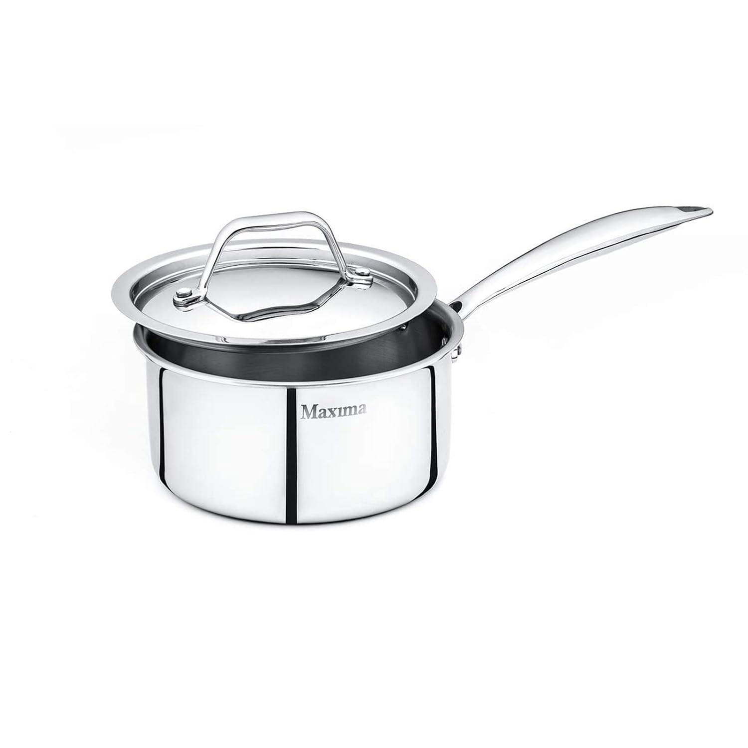 Maxima Triply Stainless Steel Sauce Pan with lid (Induction Frienly) 14 cm