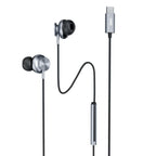 GM USB-C Wired Earphones with in-line microphone and volume controls, ergonomic in-ear design, Type-C connector, high-fidelity stereo sound, noise-isolating earbuds for smartphones, tablets, laptops, gaming, music, and hands-free calling.