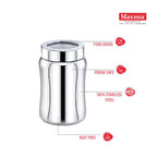 MAXIMA Tulip Stainless Steel Canister - Stylish and Durable Airtight Storage for Tea, Coffee, and Spices