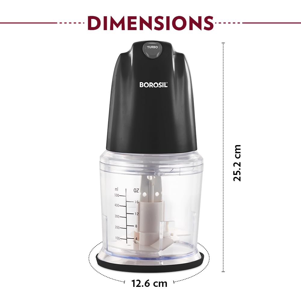 Borosil Chef Delite Electric Vegetable Chopper, Black