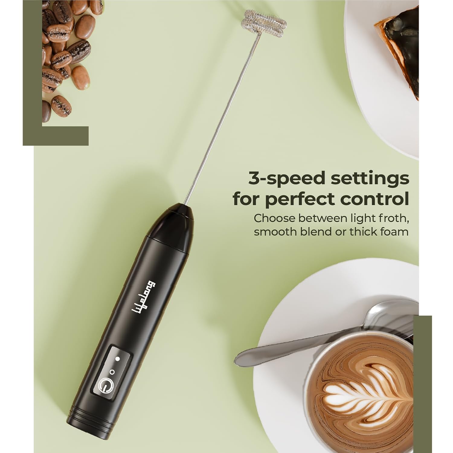 Lifelong Rechargeable Milk Frother 3 Speed Settings
