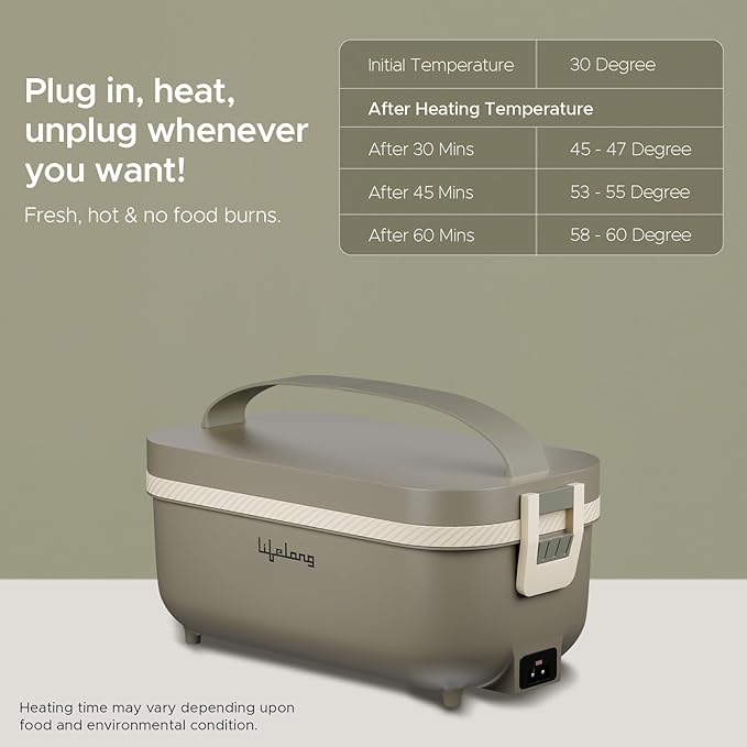 Lifelong Electric Lunch Box | Food Warmer | Set of 4