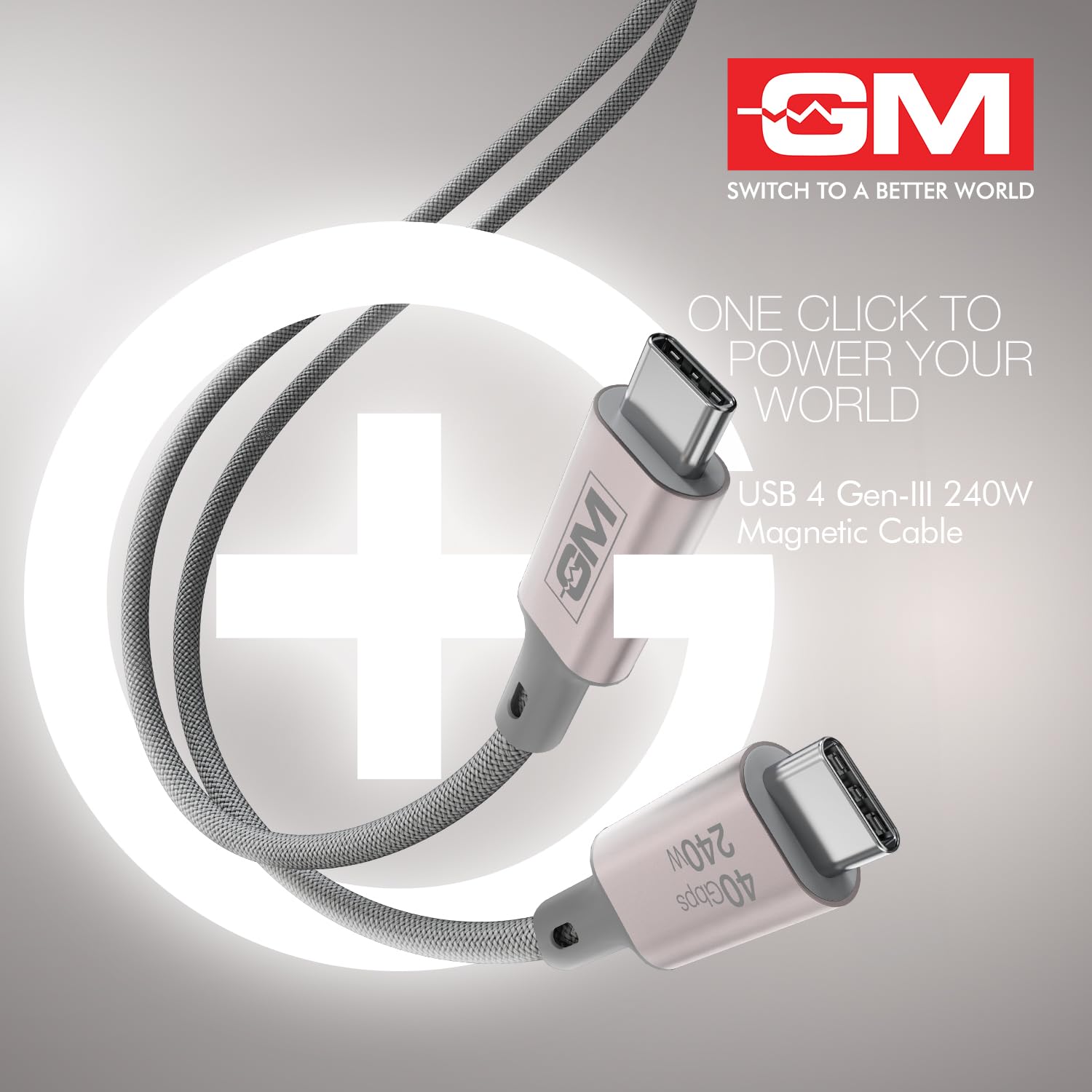 GM G+ 240W USB-4 Gen 3 Magnetic Type-C-C Cable