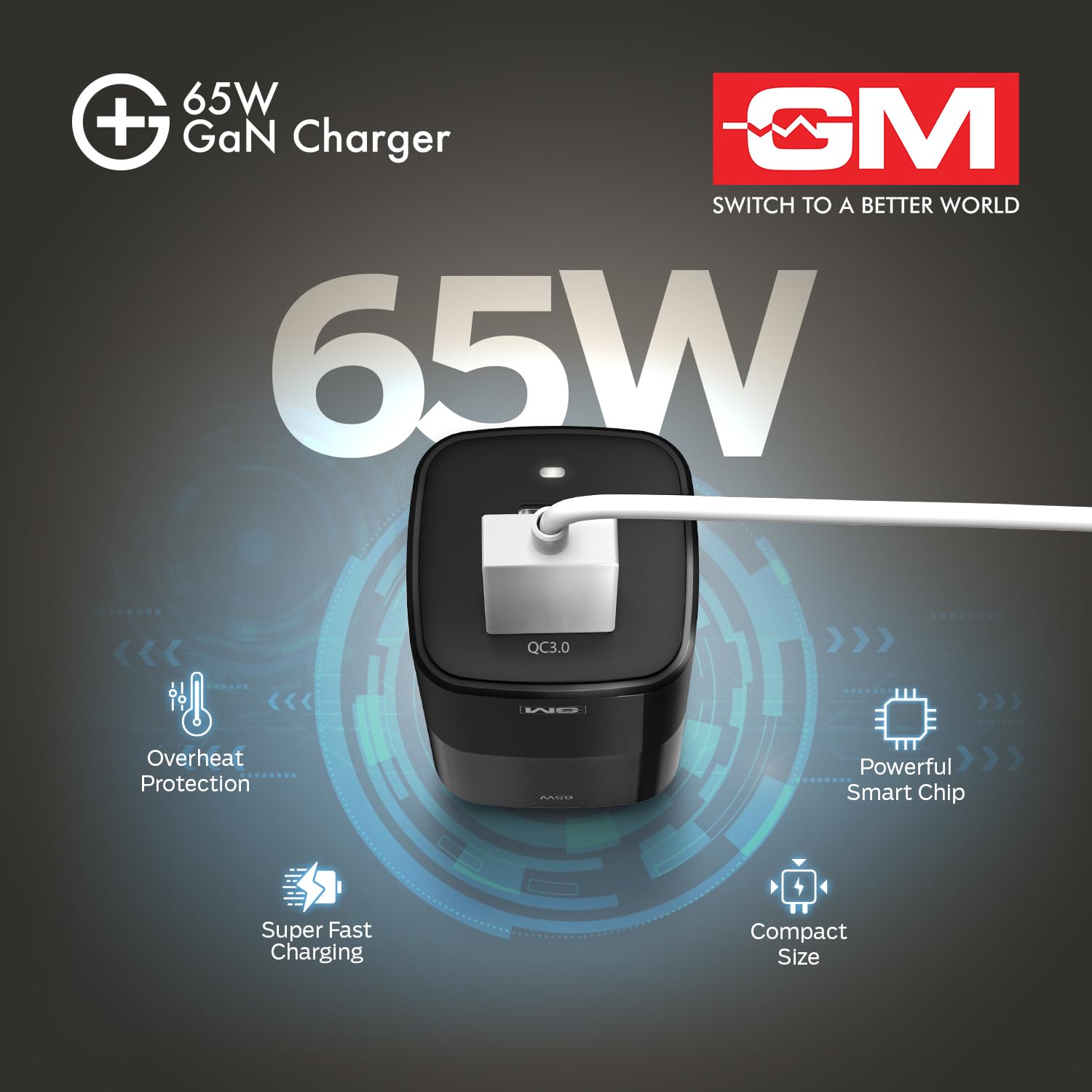 GM G+ 65W Mobile Fast Charging Adapter | GaN Technology