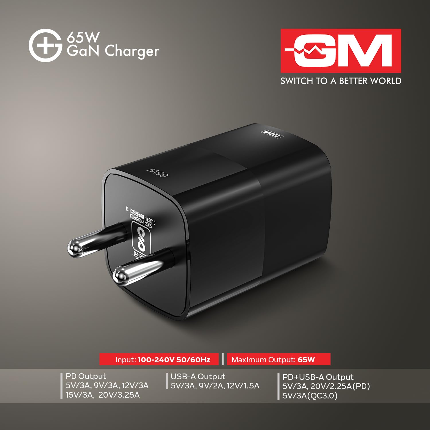 GM G+ 65W Mobile Fast Charging Adapter | GaN Technology