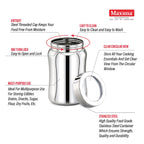MAXIMA Tulip Stainless Steel Canister - Stylish and Durable Airtight Storage for Tea, Coffee, and Spices