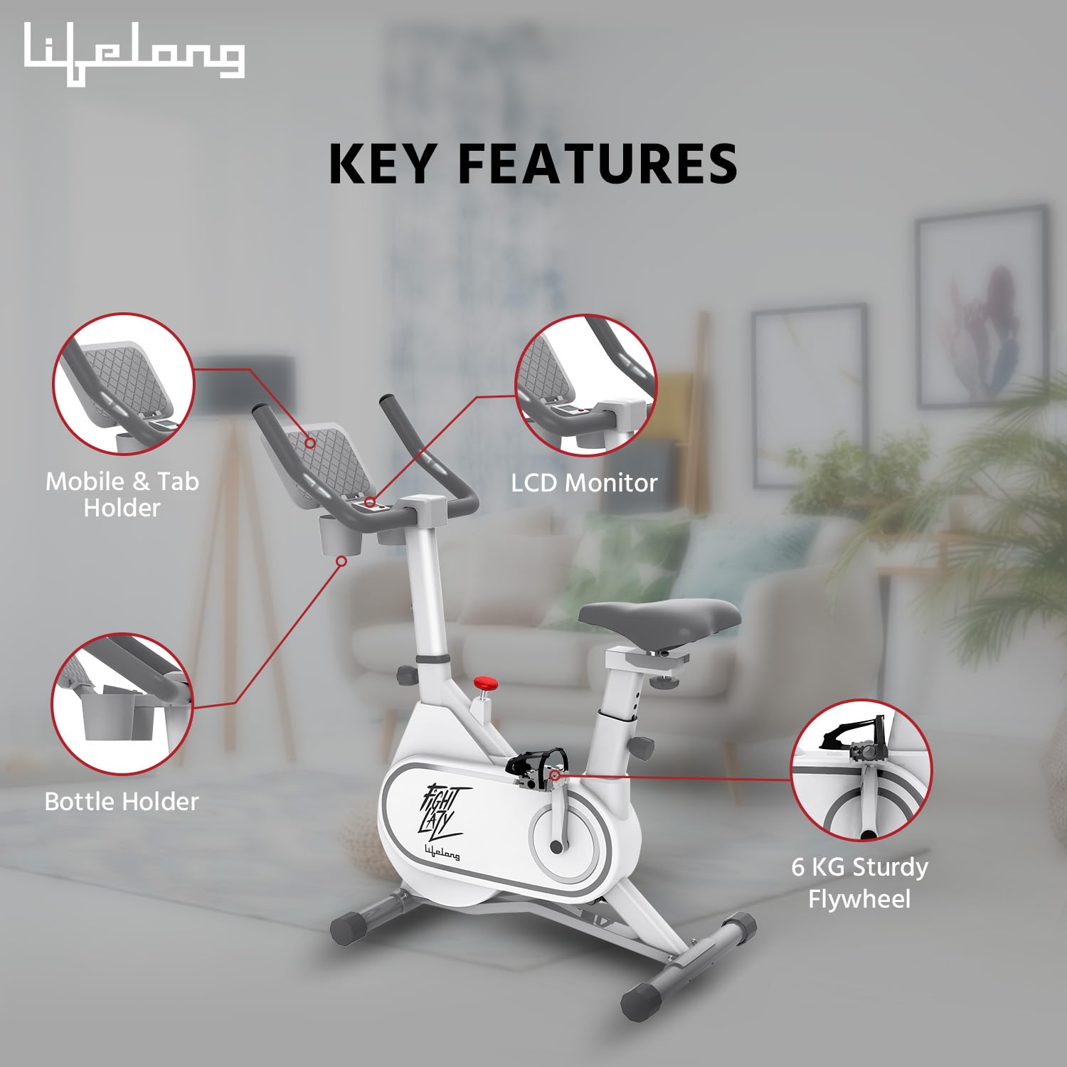 Lifelong Fit Pro Spin Fitness Bike with 7Kg Flywheel (LLSBB49)