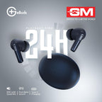 GM True Wireless Earbuds with Wireless Charging, Pure Bass, Quad-Mic Crystal Clear Calls, 45ms Low Latency, IPX 4 (Black)