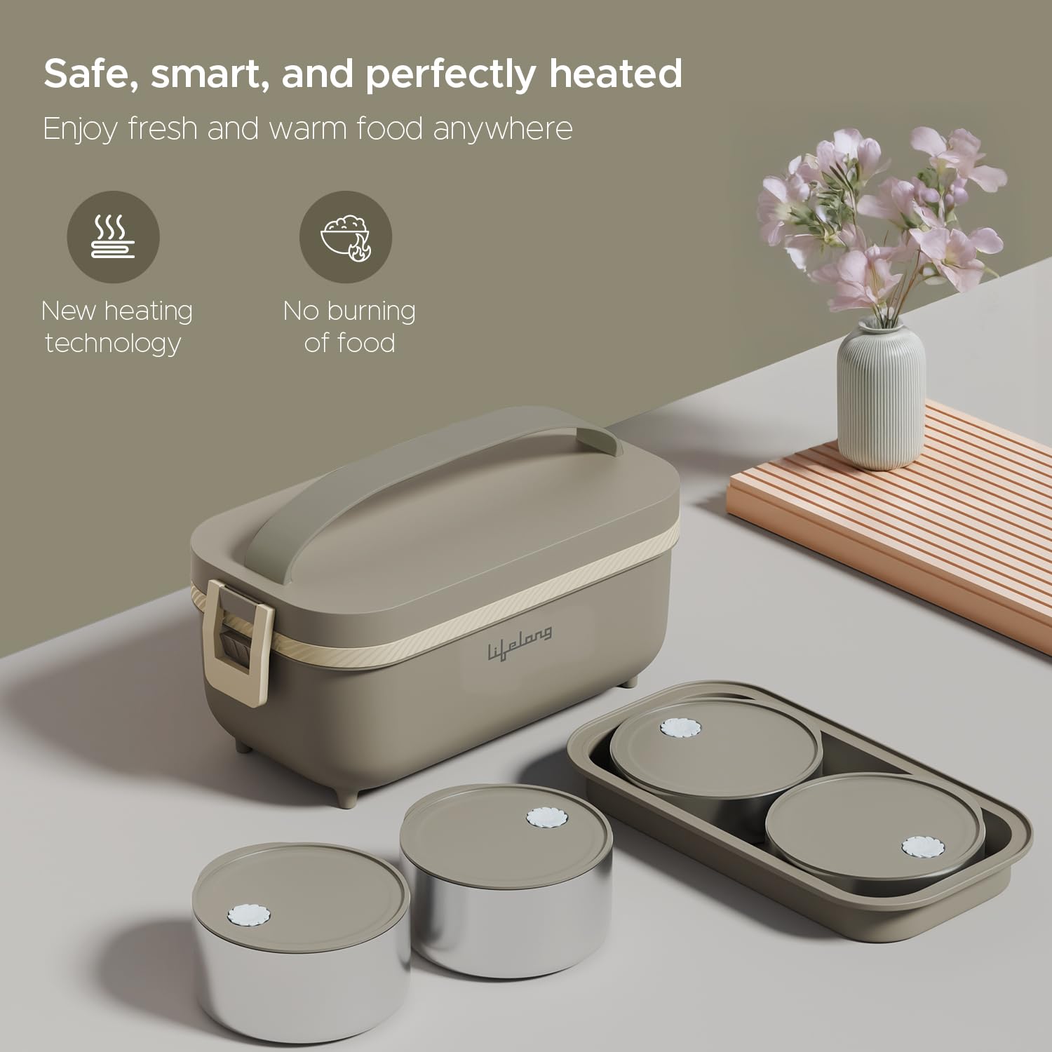Lifelong Electric Lunch Box | Food Warmer | Set of 4