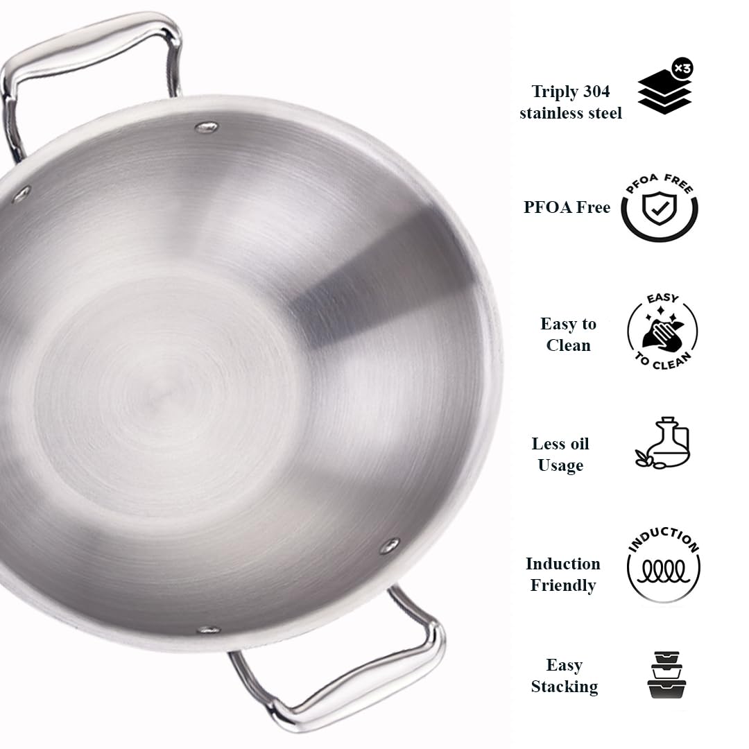 MAXIMA Triply Cookware Stainless Steel Kadai