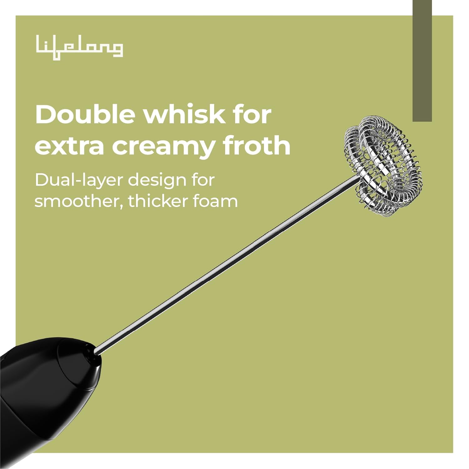 Lifelong Rechargeable Milk Frother 3 Speed Settings