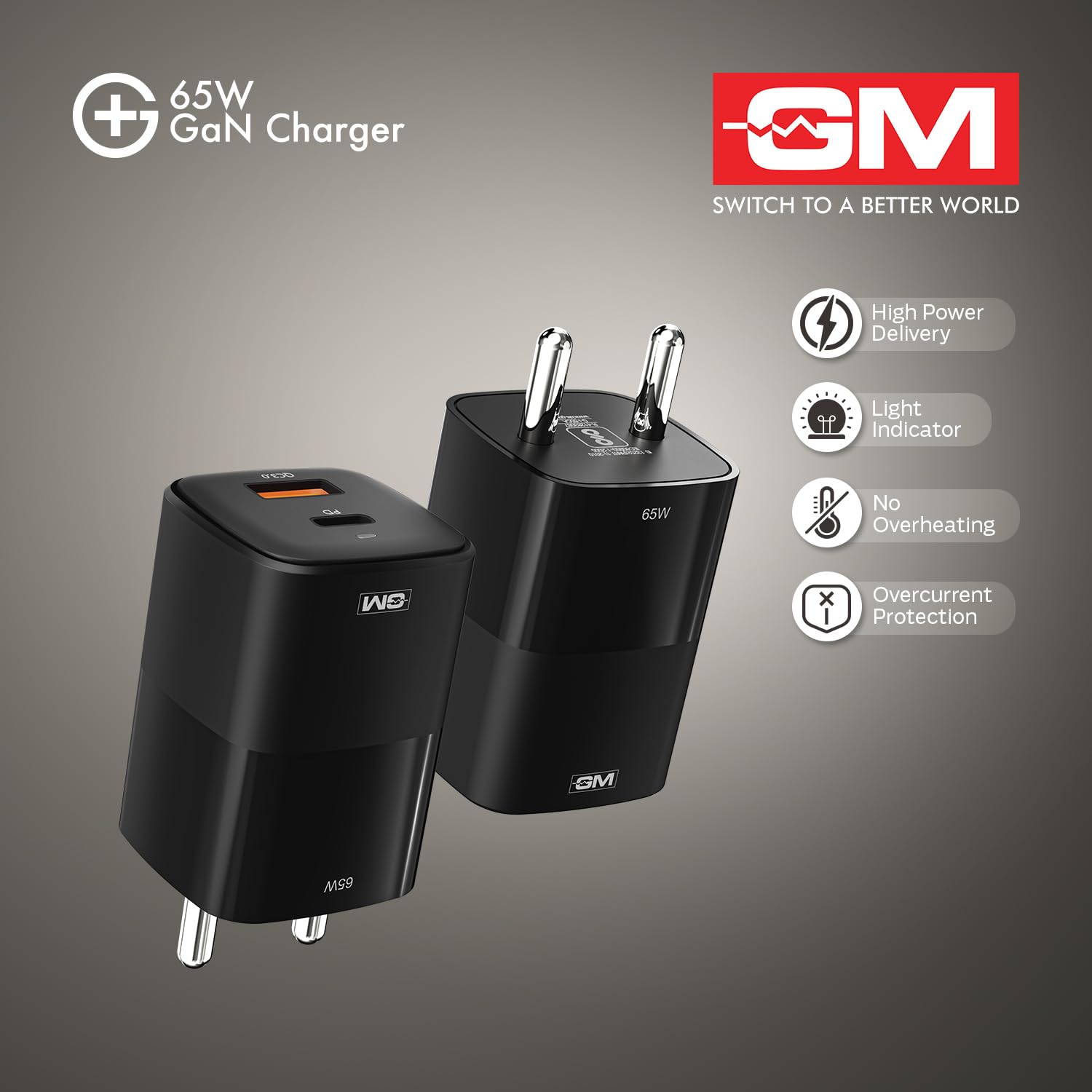 GM G+ 65W Mobile Fast Charging Adapter | GaN Technology