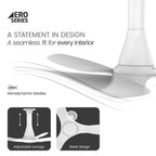 Ceiling fan with Aerodynamic blades and adjustable canopy features on a white background