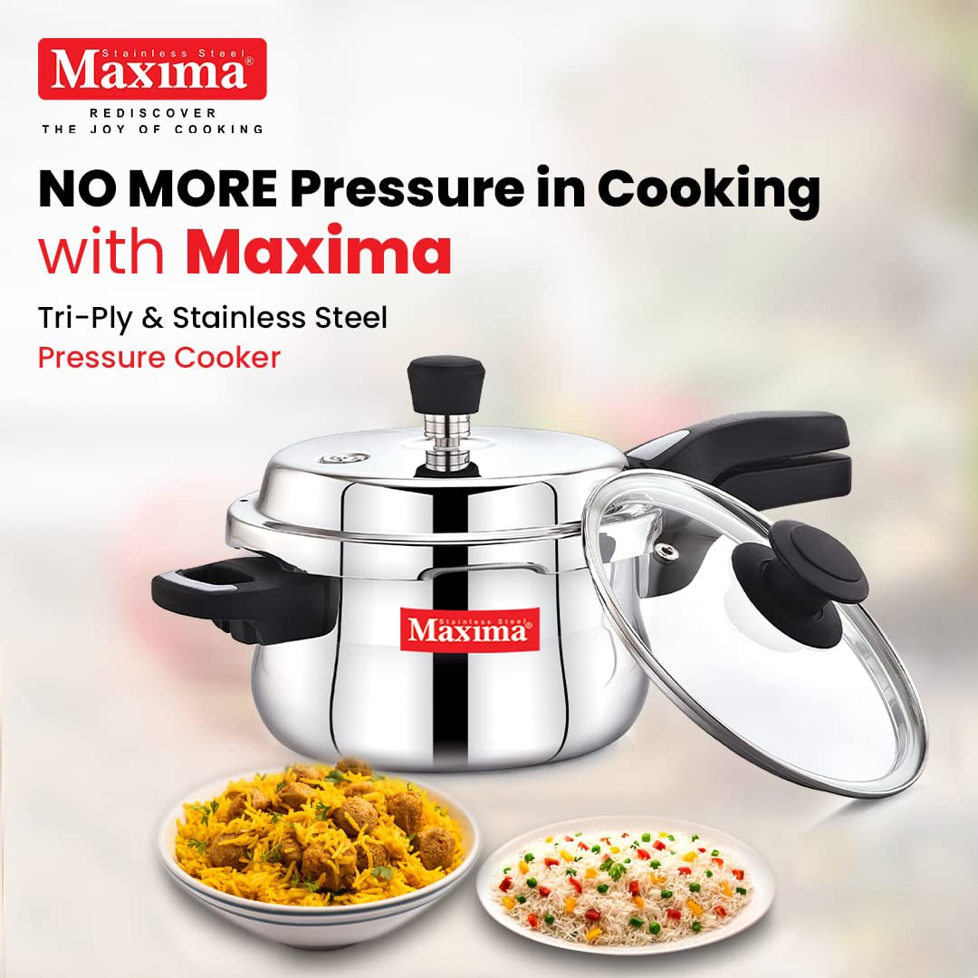 MAXIMA Sumo Belly Triply Stainless Steel Pressure Cooker