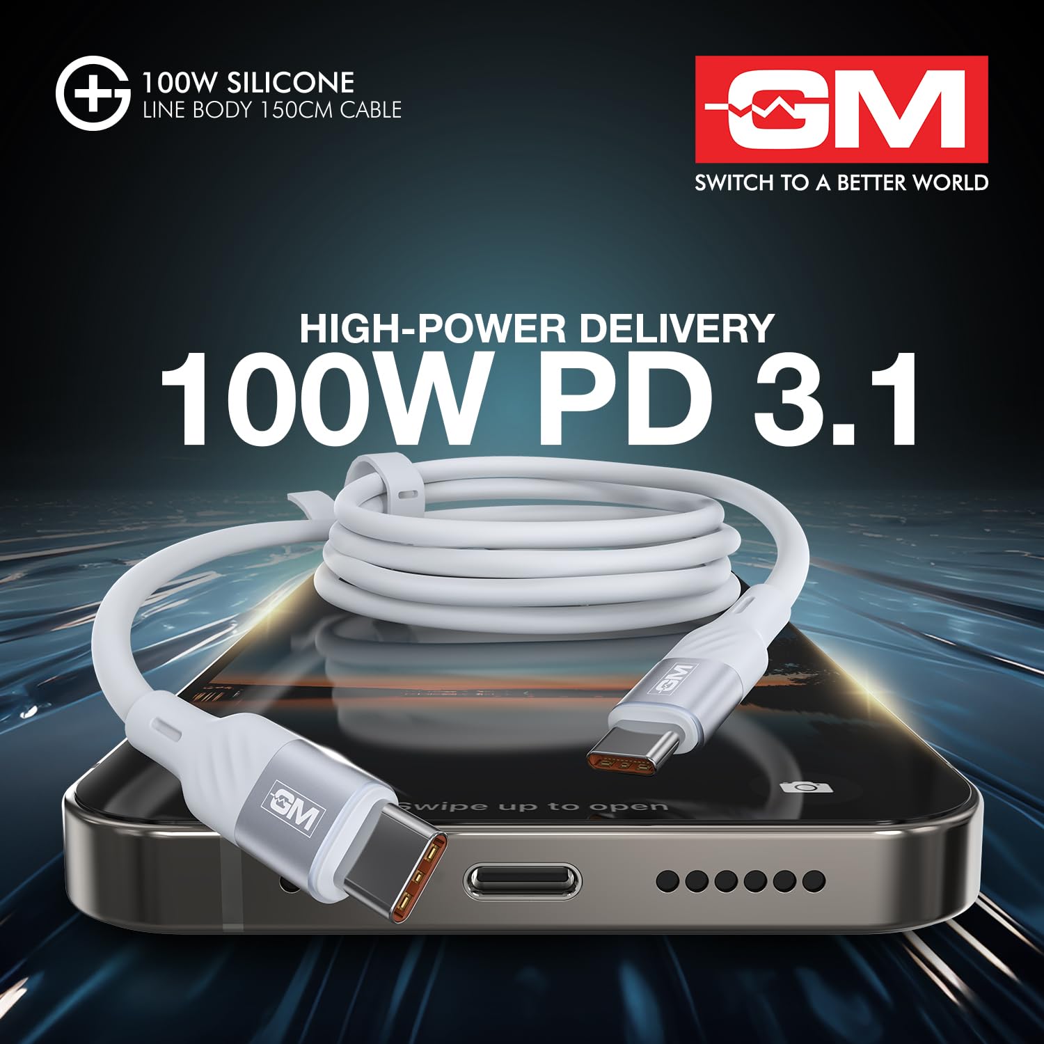 GM G+ 100W 150cm Silicon Cable Type-C-C