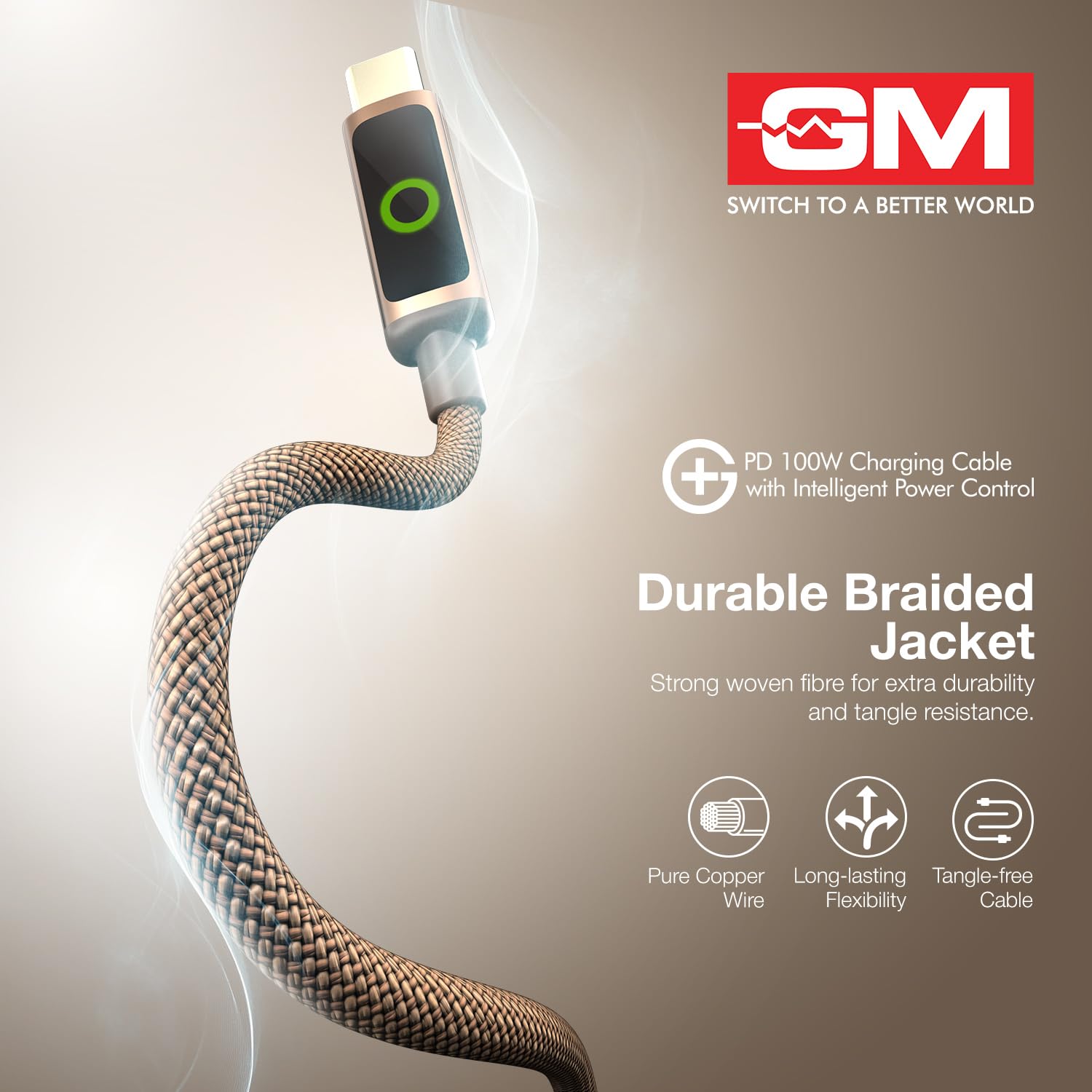GM G+ PD 100W Charging Cable with Intelligent Power Control