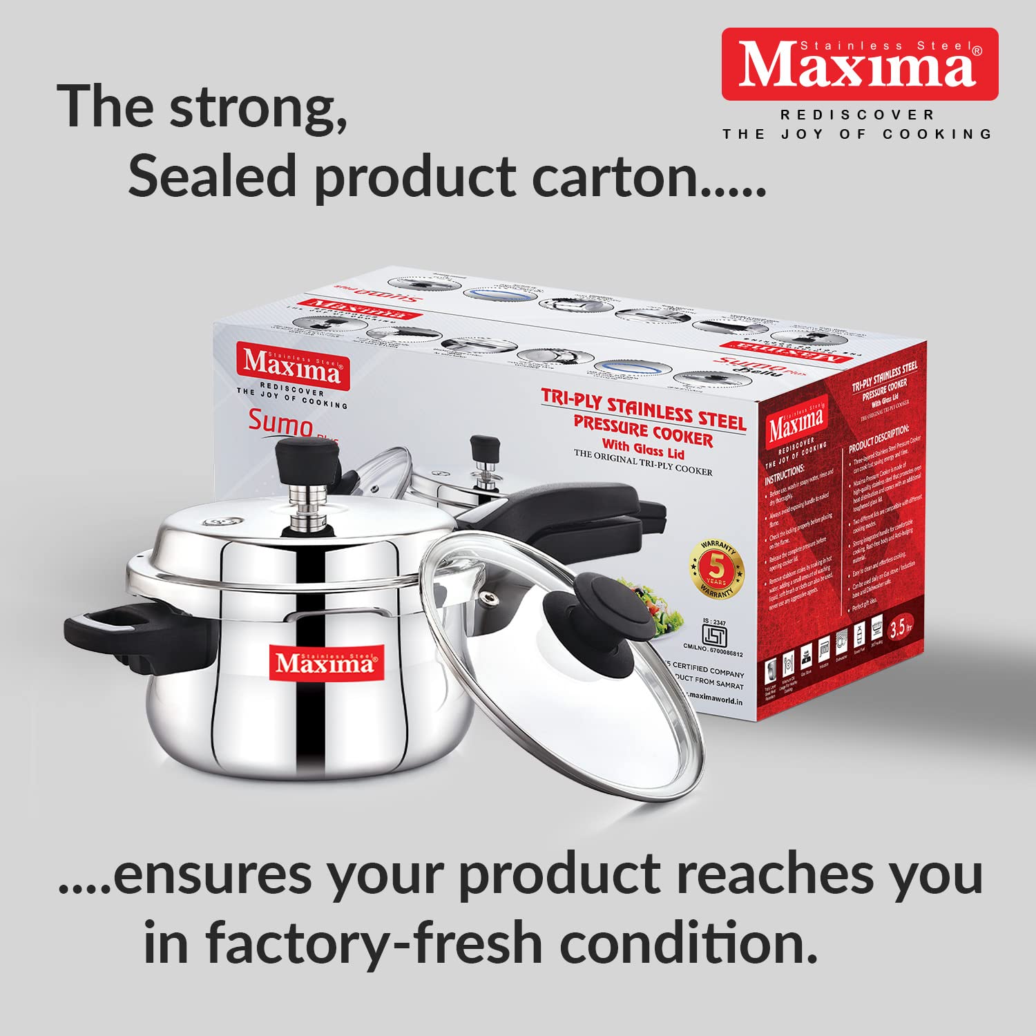 MAXIMA Sumo Belly Triply Stainless Steel Pressure Cooker