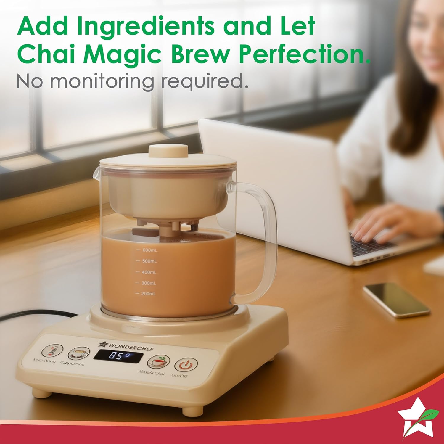 Wonderchef Chai Magic, Fully Automatic  500ML Glass Jar