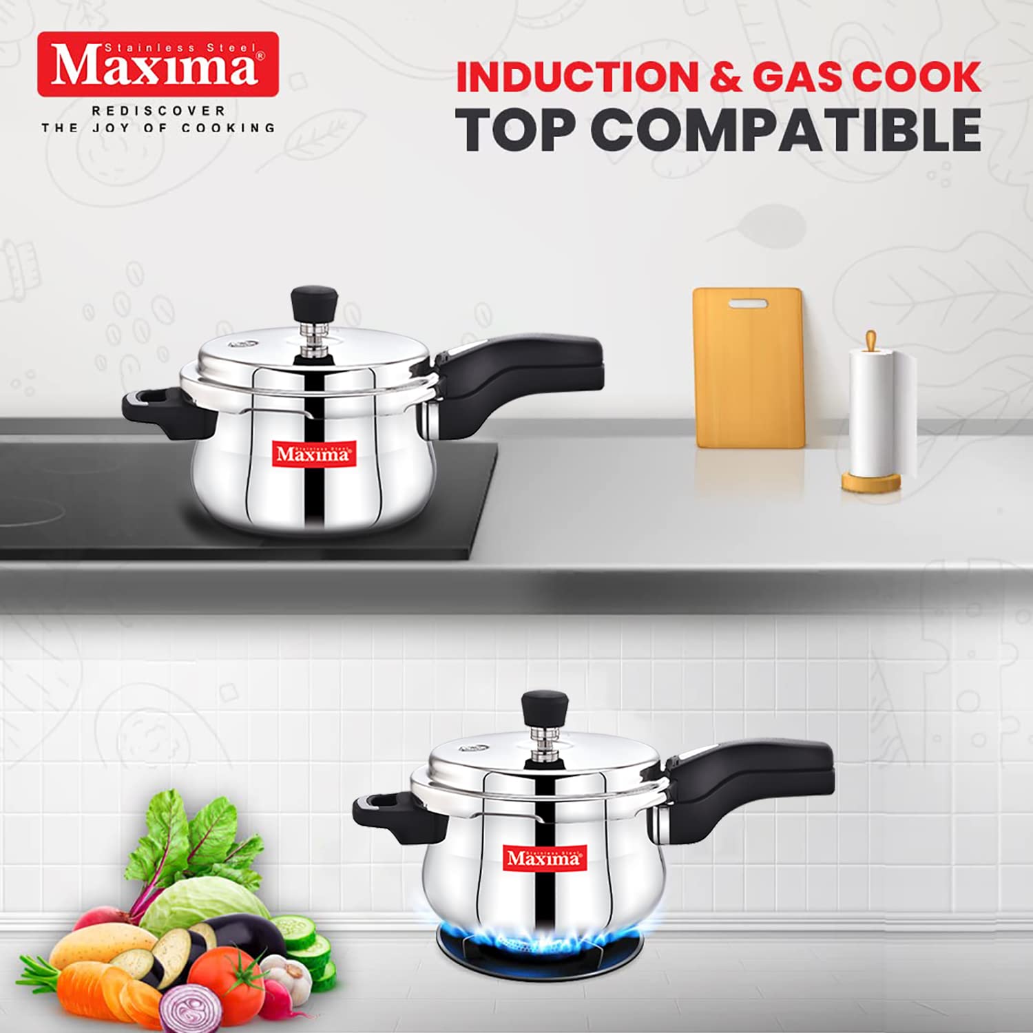 MAXIMA Sumo Belly Triply Stainless Steel Pressure Cooker