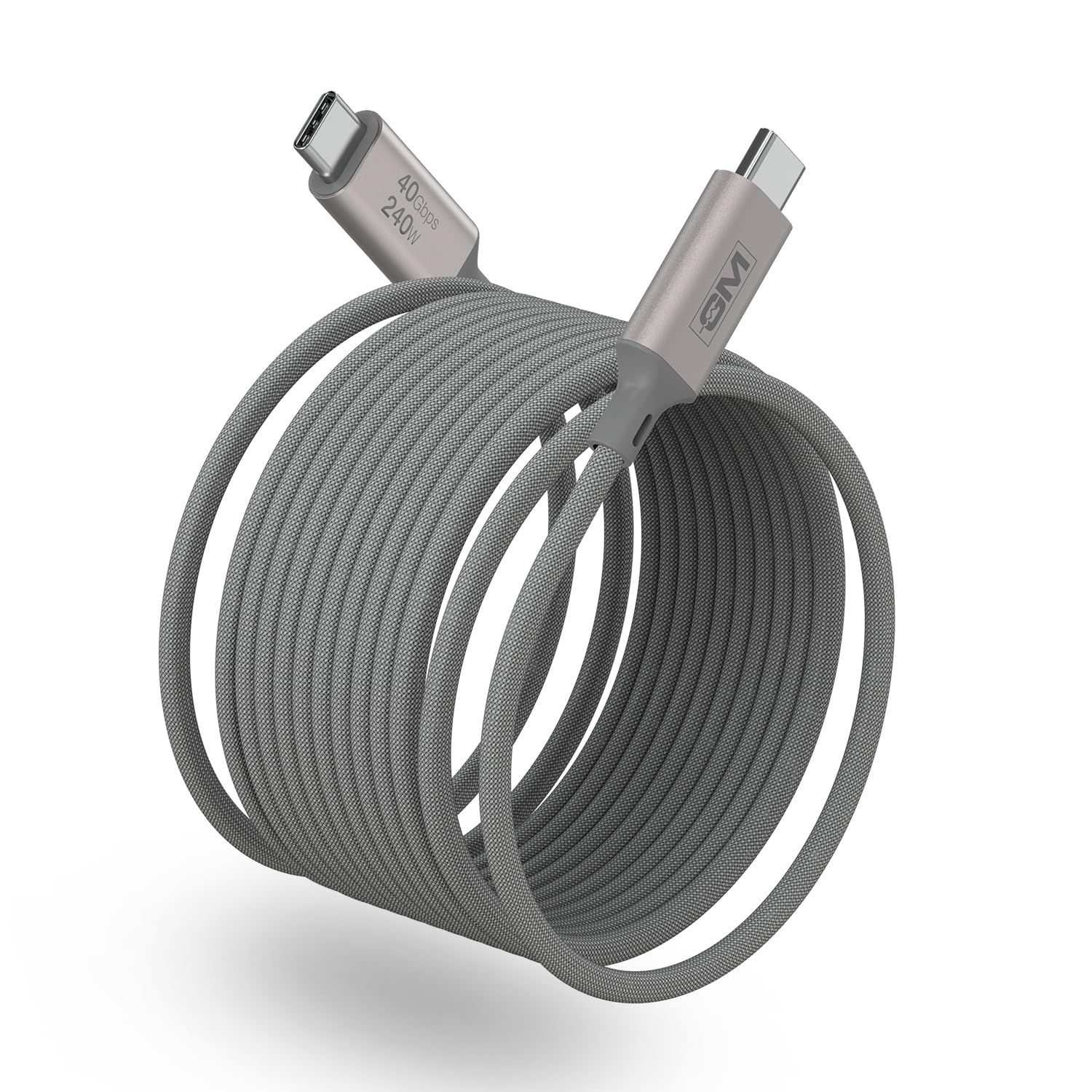 GM 240W USB-C to USB-C Magnetic Fast Charging Cable with USB4 Gen 3 technology, 40Gbps high-speed data transfer, 8K video support, premium nylon braided design, and 1-meter length for MacBook, iPad, laptops, smartphones, docking stations, and other USB-C devices.