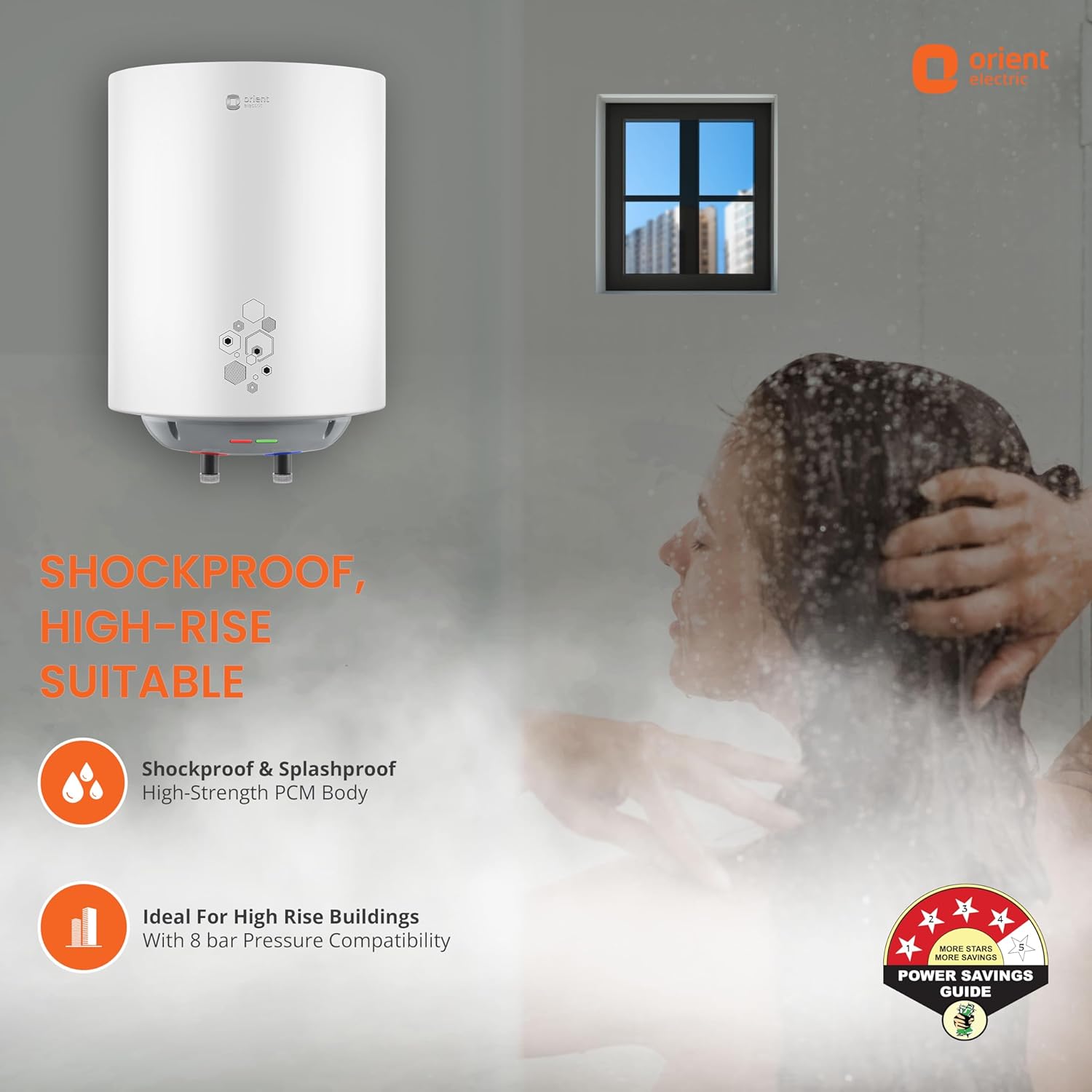 Orient Electric Ecoswift Pro 25L Water Geyser with HPE Technology | Rust Proof Water heater for home bathroom | Advanced 5 Level safety Shield with Overheat Protection | 5 Years Warranty