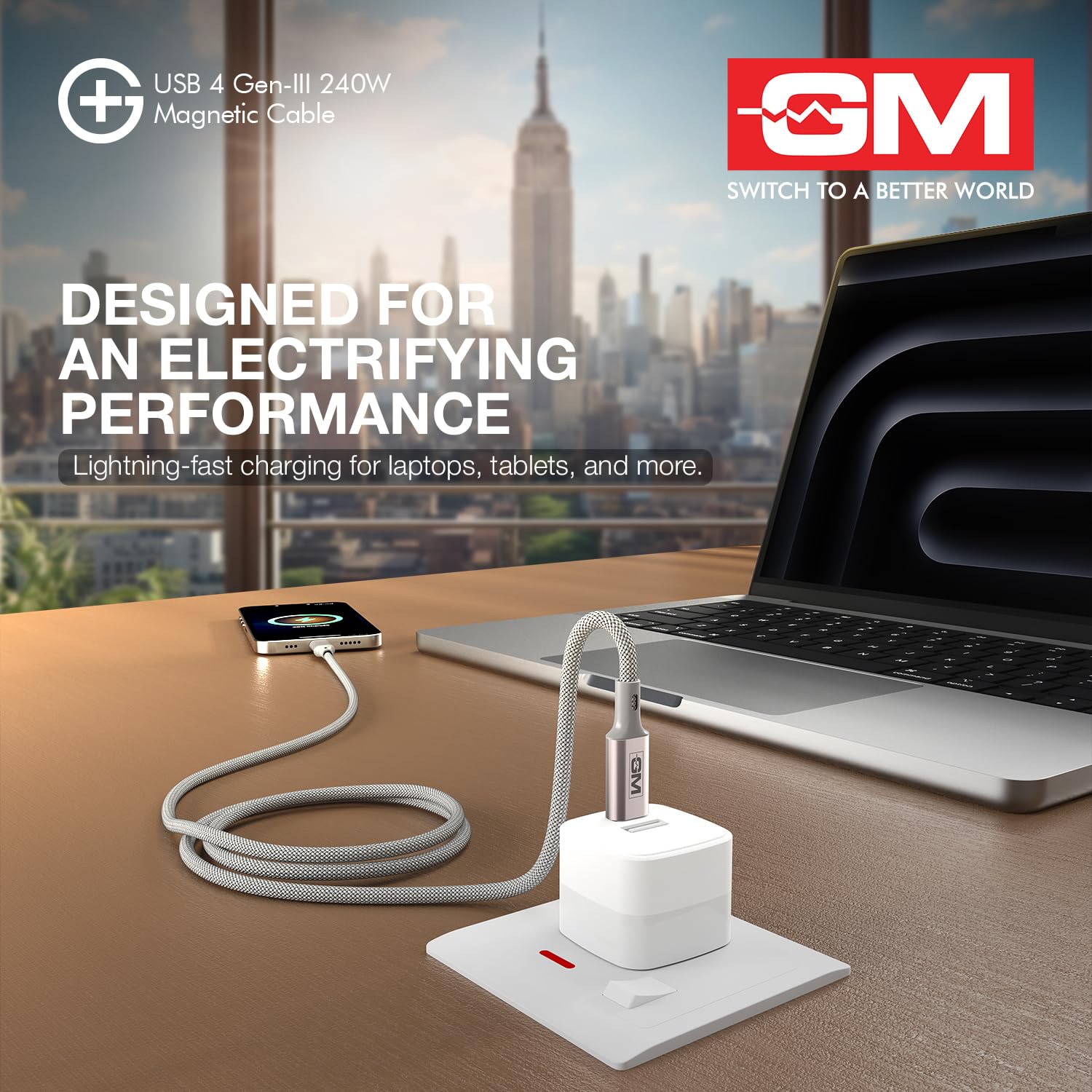 GM G+ 240W USB-4 Gen 3 Magnetic Type-C-C Cable