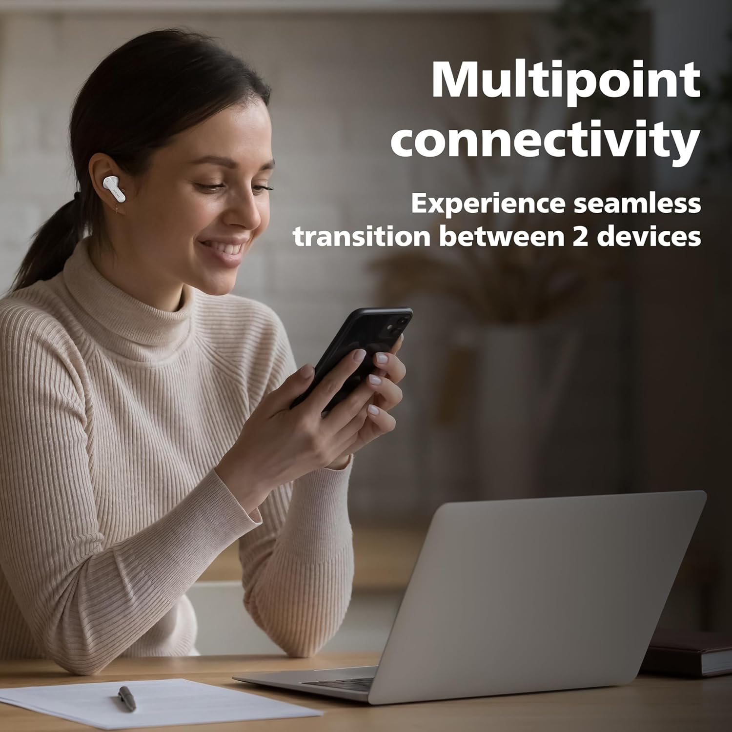 Philips TAT1050WT/94 Truly Wireless Earbuds White