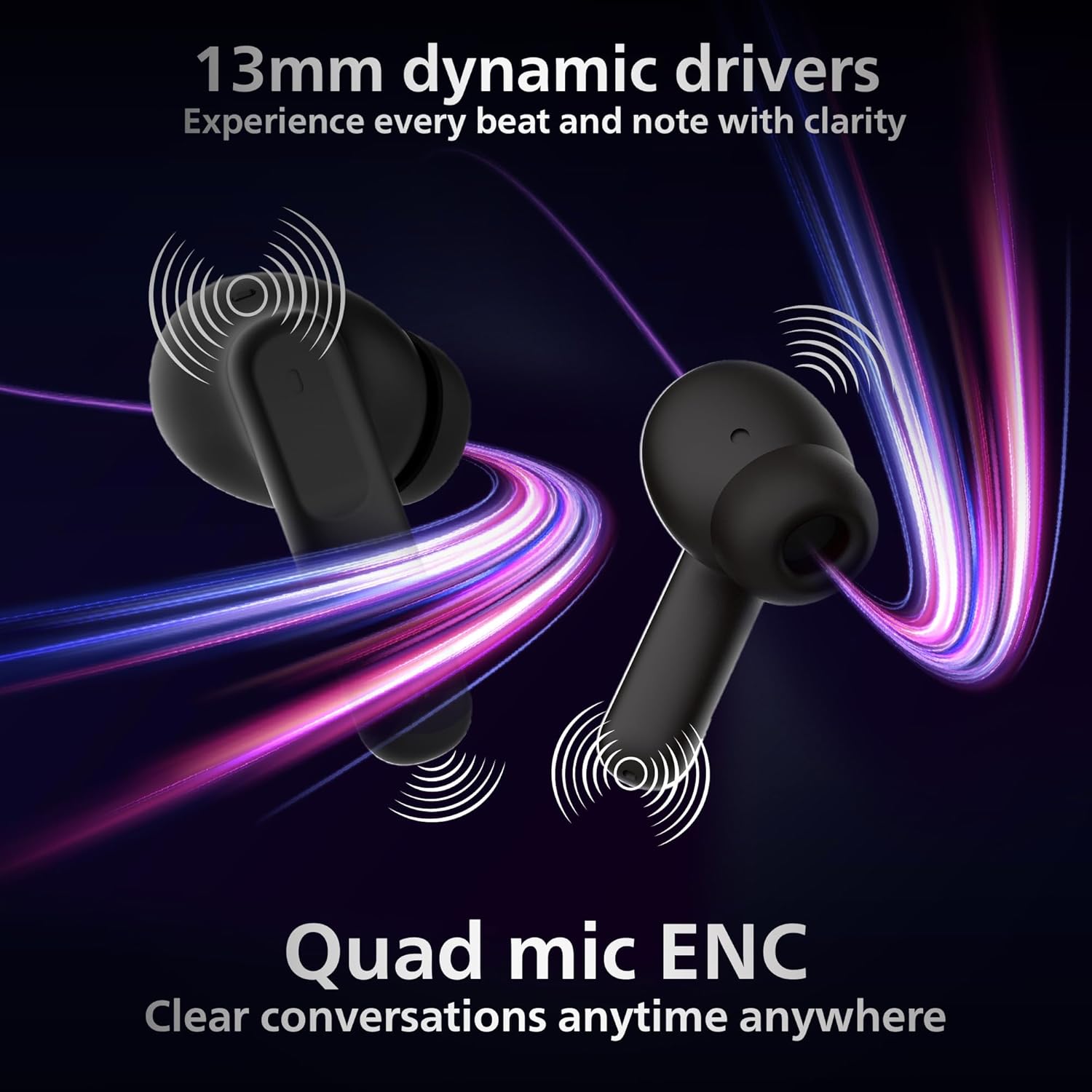 Philips TAT1050BK/94 Truly Wireless Earbuds Black