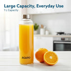 AGARO Elite Borosilicate Glass Water Bottles, Pack of 3 (1 L)