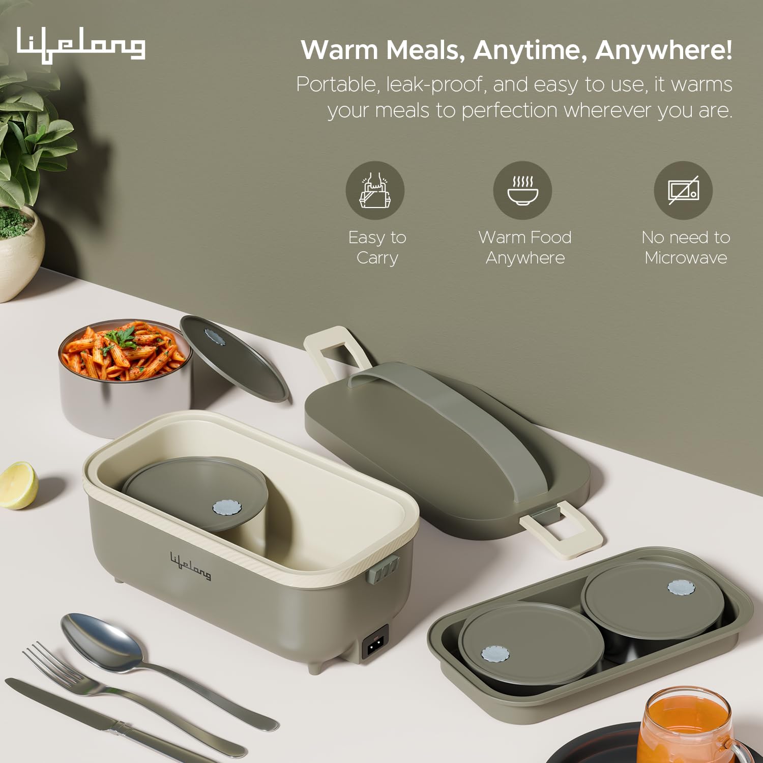 Lifelong Electric Lunch Box | Food Warmer | Set of 4