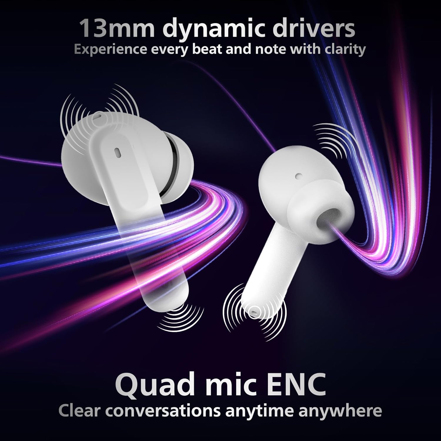 Philips TAT1050WT/94 Truly Wireless Earbuds White