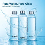 AGARO Elite Borosilicate Glass Water Bottles, Pack of 3 (1 L)
